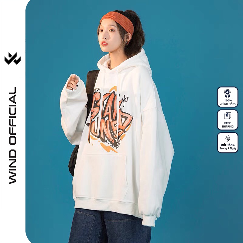 Áo hoodie form rộng WIND unisex nỉ bông STAY HD11 thời trang nam nữ oversize ulzzang