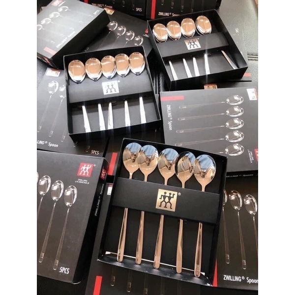 [SET 5]THÌA INOX🥄DÀY-KHÔNG RỈ🥄BỘ THÌA ZWILLING CÓ HỘP BỀN, ĐẸP, SANG