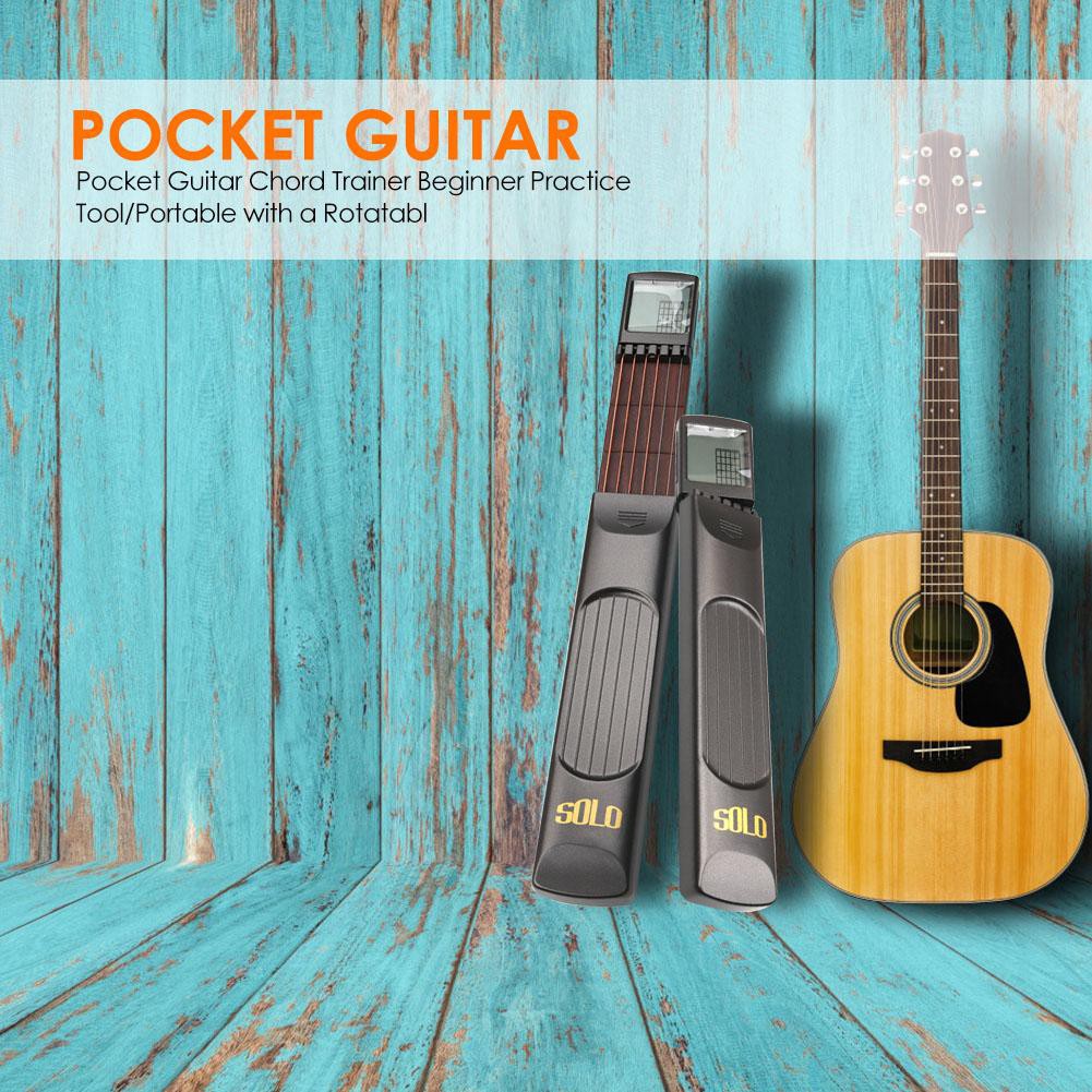 🌟Portable Pocket Guitar 6 Strings Trainer with Chord Chart Screen Practice