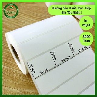 Giấy in mã vạch, tem trà sữa, decal mực 3 tem đủ size 35x22 Olivin (G11)