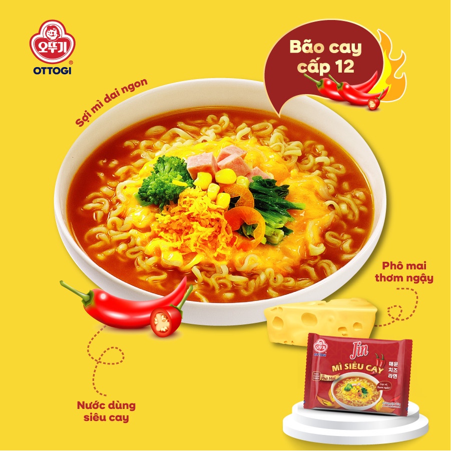 Mì Jin siêu cay vị phô mai Ottogi 105g