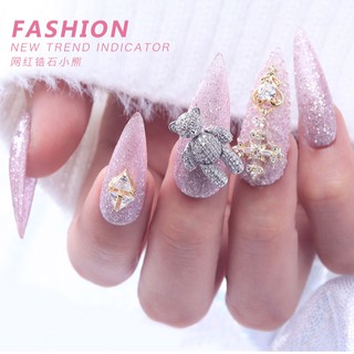 Charm Gấu Chuyển Động Đính Đá Lấp Lánh Cao Cấp Trang Trí Móng Tay