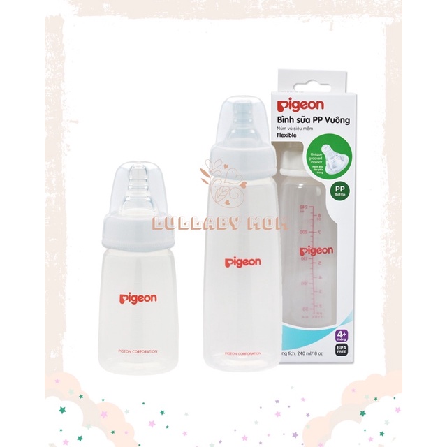 (CHÍNH HÃNG)_Bình sữa PP vuông Pigeon 120ml _ 240ml