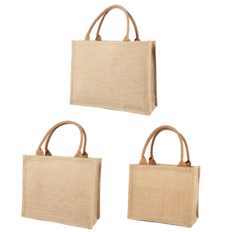 Seng Jute Túi Tote Vải Bố Cỡ Lớn Có Tay Cầm Có Thể Tái Sử Dụng Thích Hợp Đi Biển / Du Lịch /