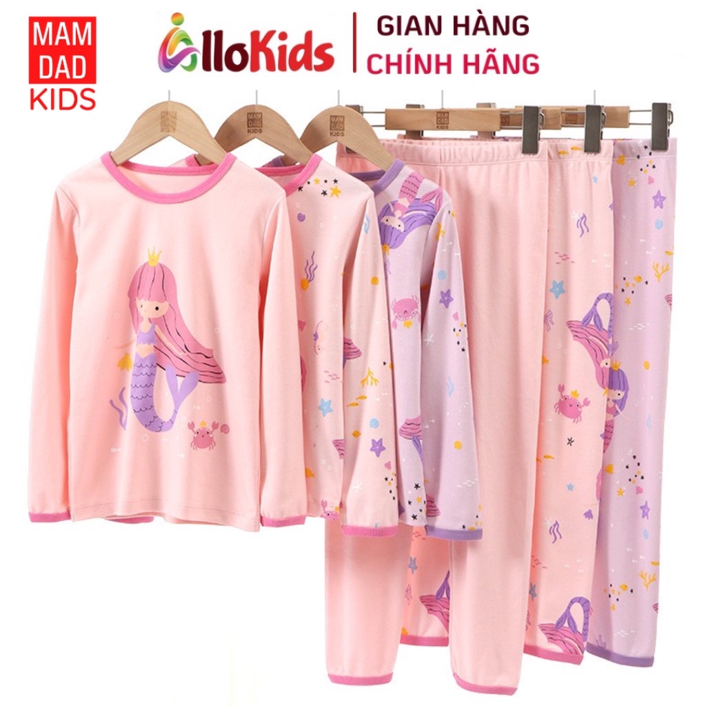 14-55kg Bộ đồ ngủ Cotton Dài tay mùa Thu Đông Hãng MamDadKids 2023 cho Bé Gái mẫu tiên cá mới