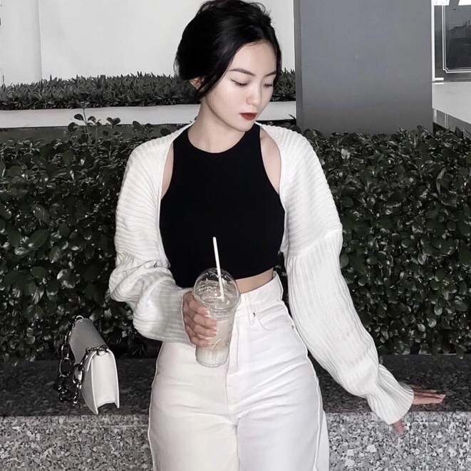 Áo kiểu nữ ba lỗ croptop basic chất thun gân alohashop91
