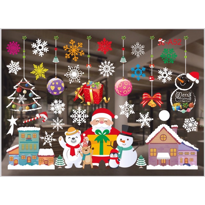 Decal trang trí Noel Hít Tĩnh Điện - Ông già Noel ôm các bạn chào lễ