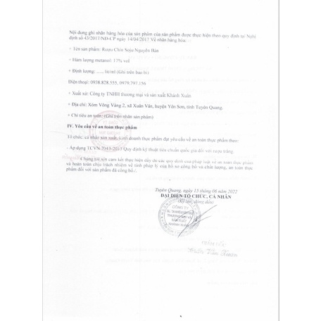 Soju Chin Hàn Quốc Trái Cây Lên Men Tự Nhiên