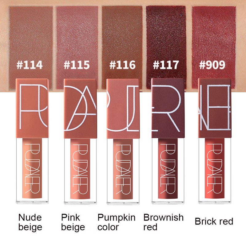 Son môi Pudaier 5 màu tông đất tuỳ chọn hiệu ứng nhung lì 5.5g