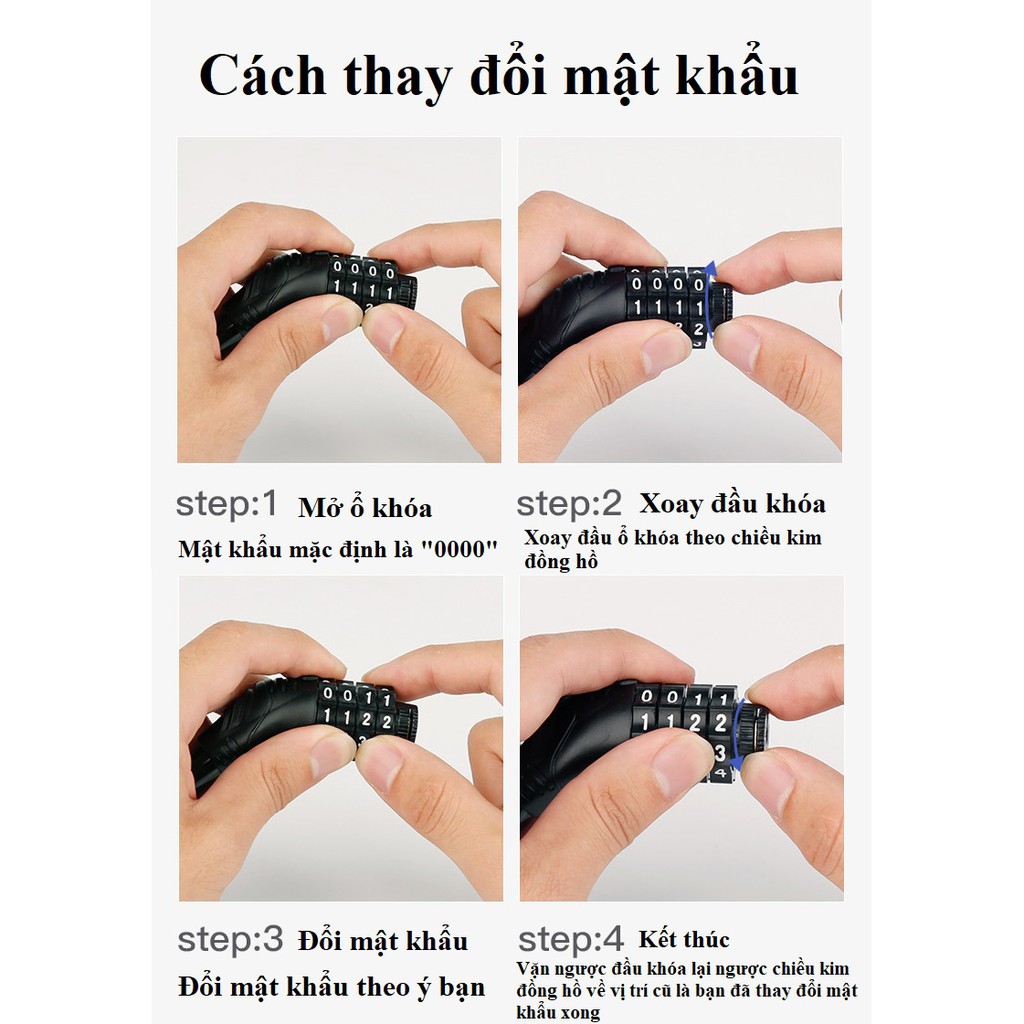 Khóa Xe Đạp,  Xe Máy 4 Số Chống Trộm Bọc Cáp