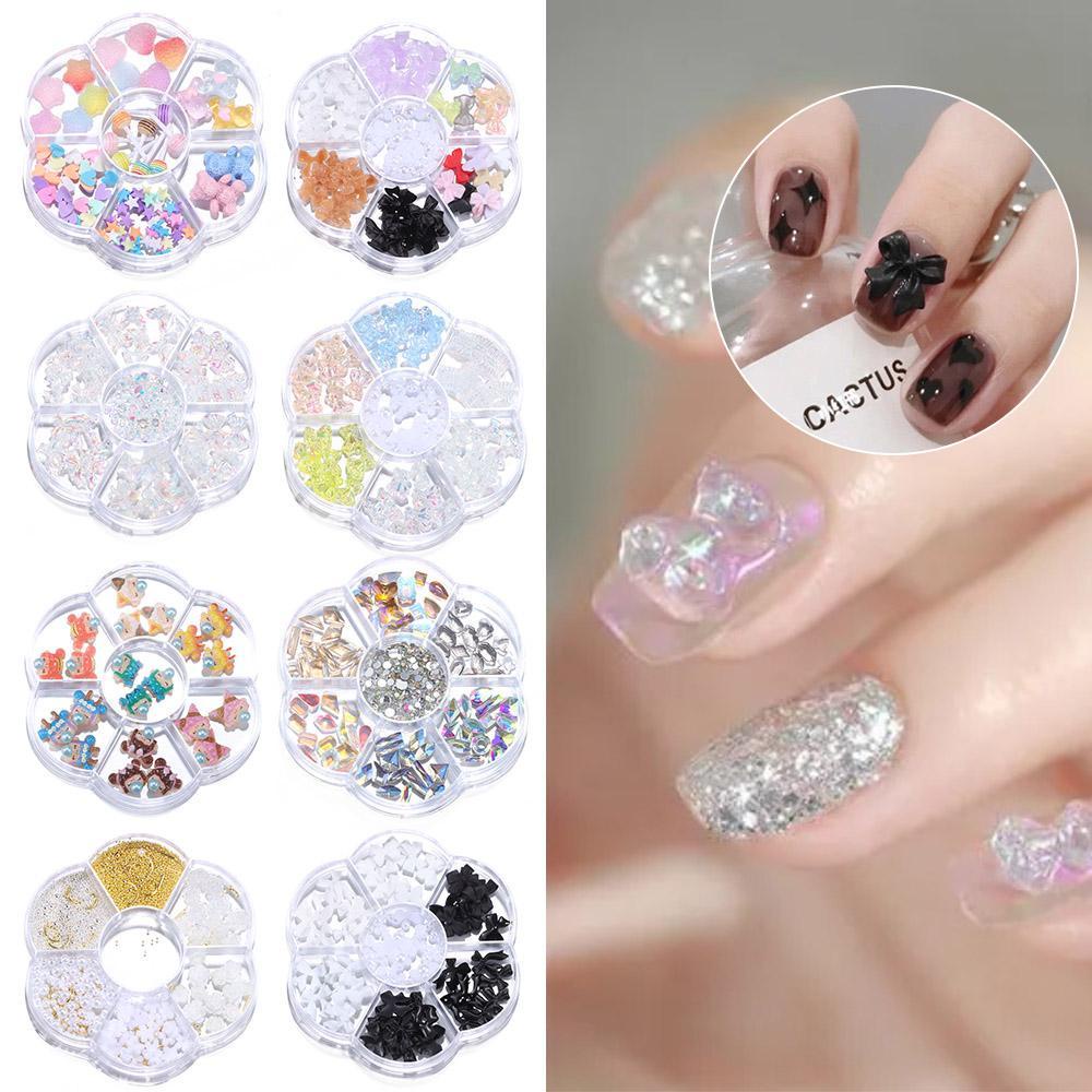 NIUYOU Hạt Đá Đính Móng Tay Hình Nơ Bướm 3D