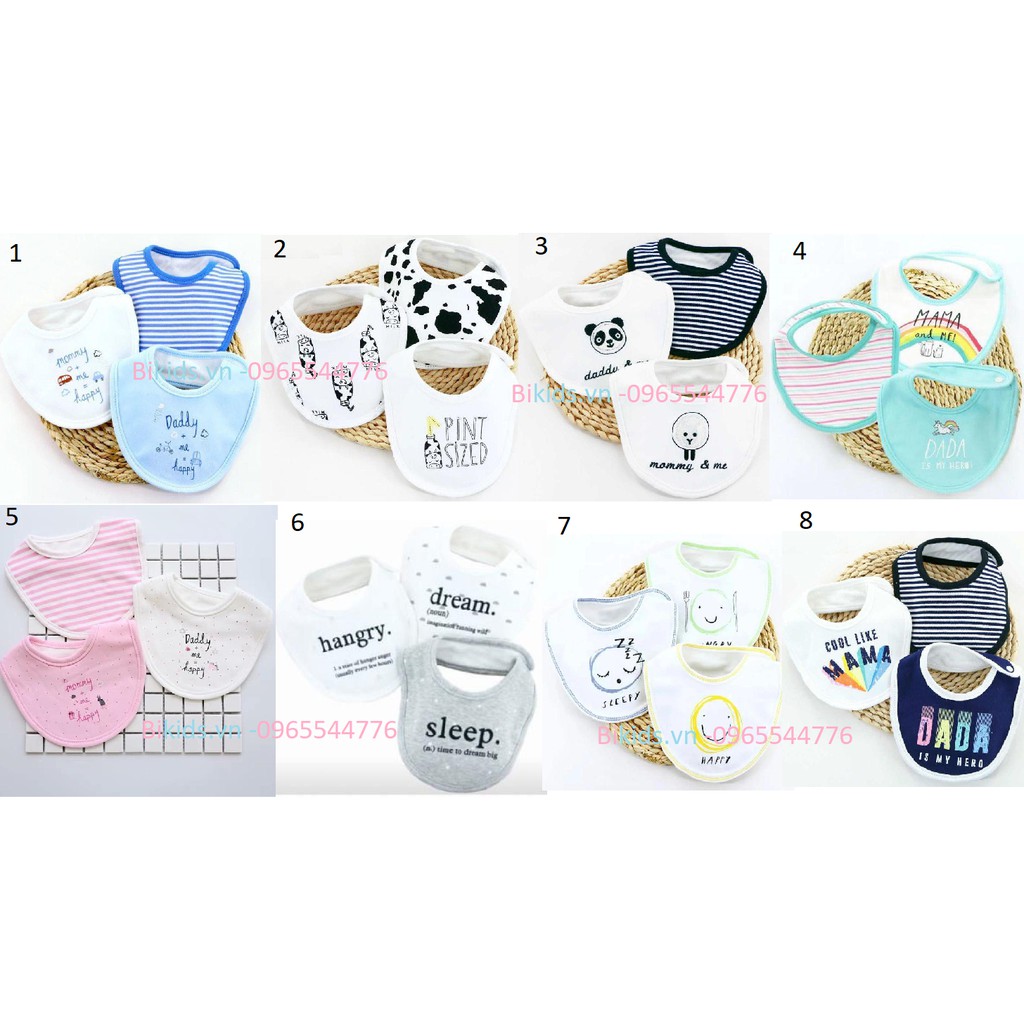 Set 3c Yếm tròn cúc bấm Momcare cho bé