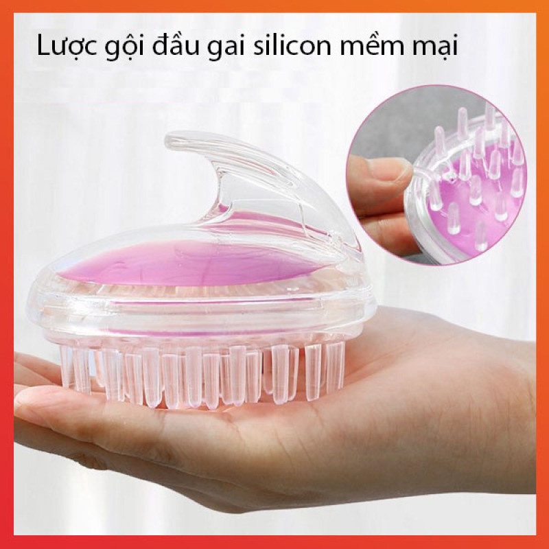 Lược chải gội đầu Silicon massage da đầu, gỡ rối, giảm rụng, kích thích mọc tóc