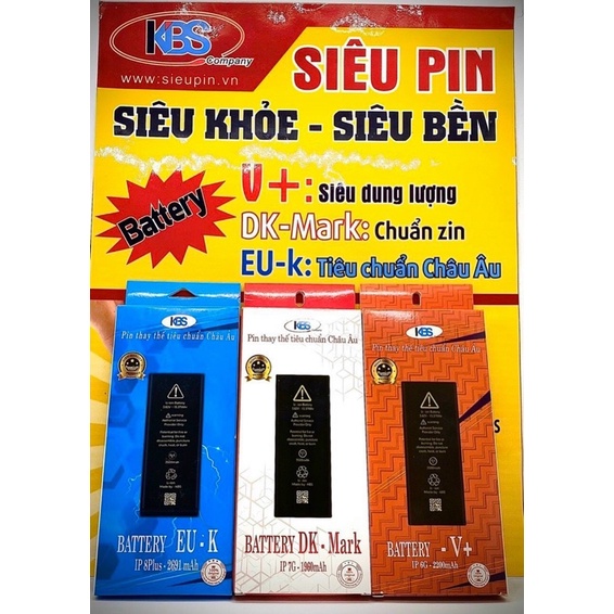]Pin ip KBS 5,5s,5SE,6,6s,6p,6splus,7,7plus,8,8plus,x,xs,xsmax chuẩn chất lượng EU Châu Âu