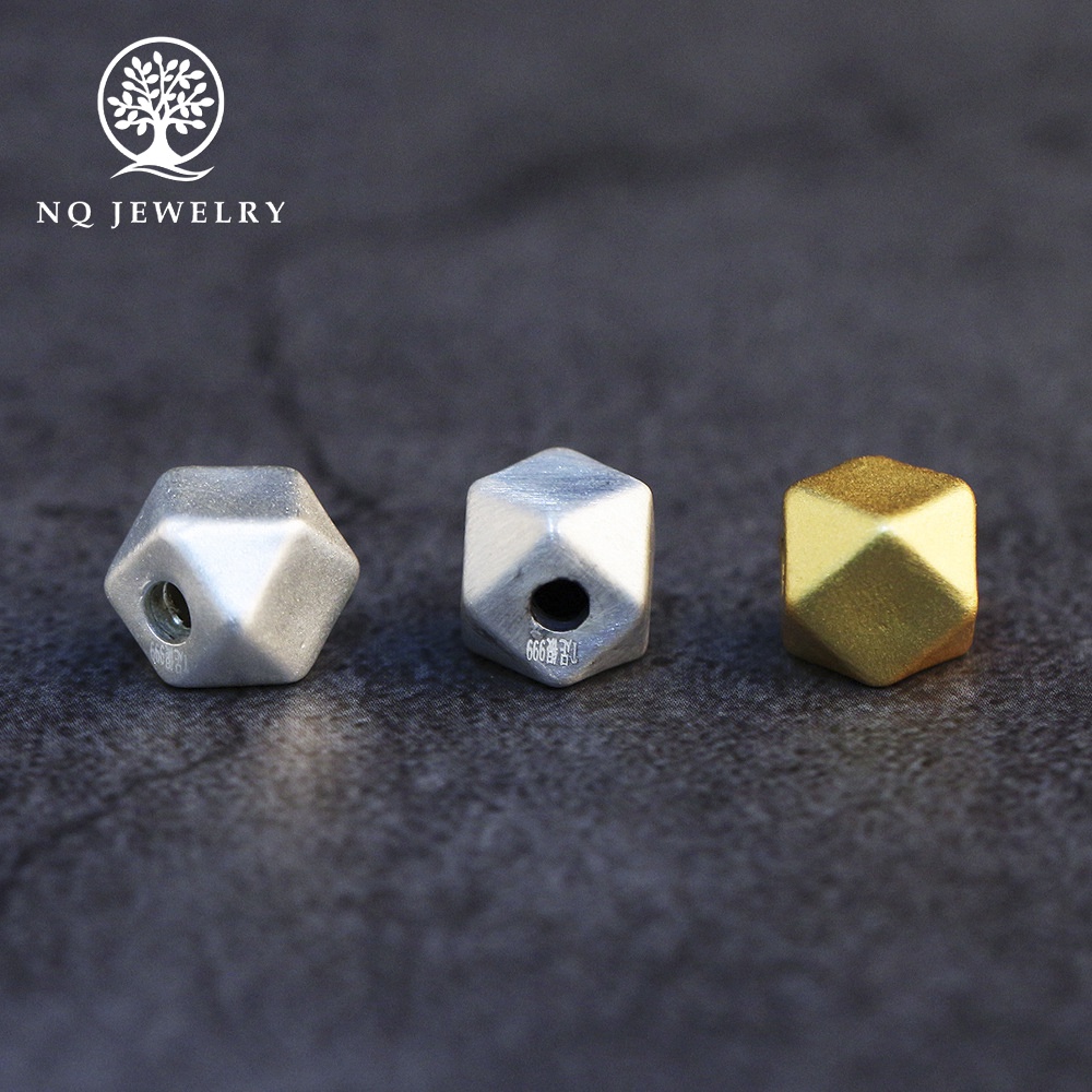 Charm bạc xỏ ngang kiểu hình học - NQ Jewelry