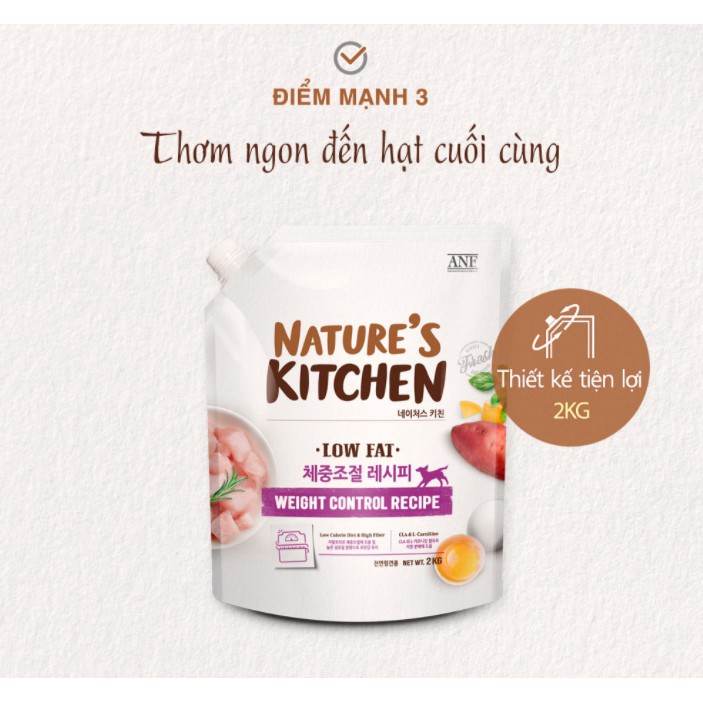 Hạt cho chó ANF nature s kitchen gói 2kg, thức ăn khô chức năng cho cún Con Mèo Xiêm