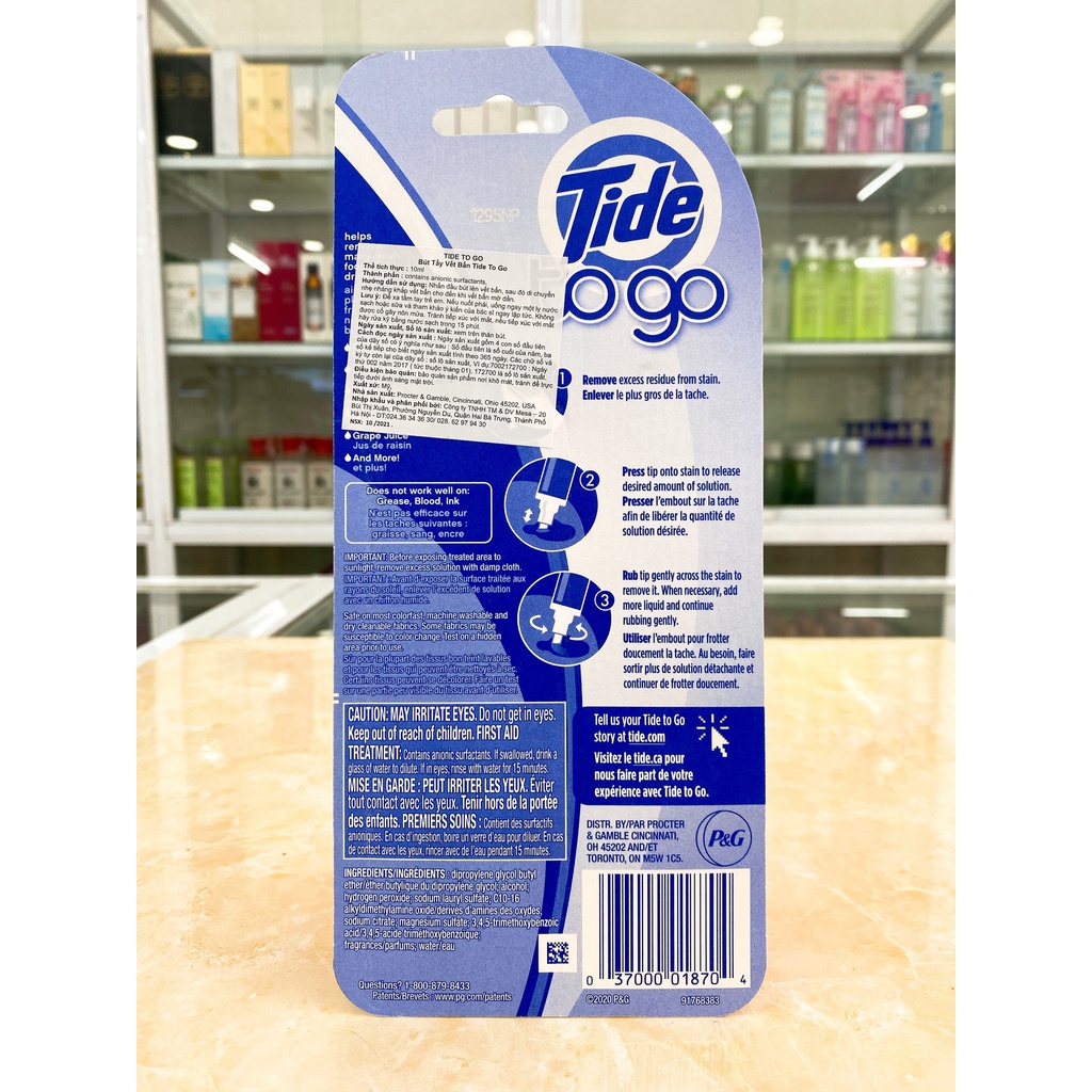 Bút tẩy vết bẩn quần áo Tide To Go 10ml Made In Usa
