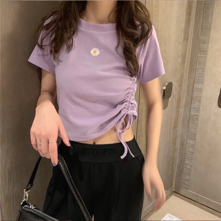 Áo rút dây một bên thêu hoa cúc siêu xinh MANA200620