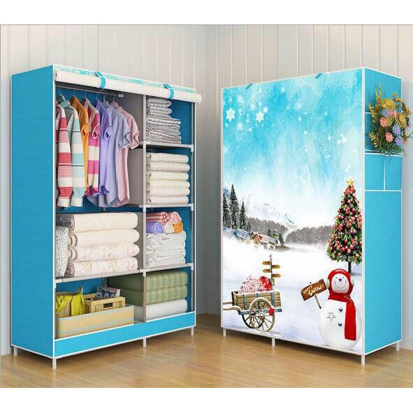 Tủ Để Quần Áo 3 Buồng 8 Ngăn Chất liệu Vải 3D Cao Cấp