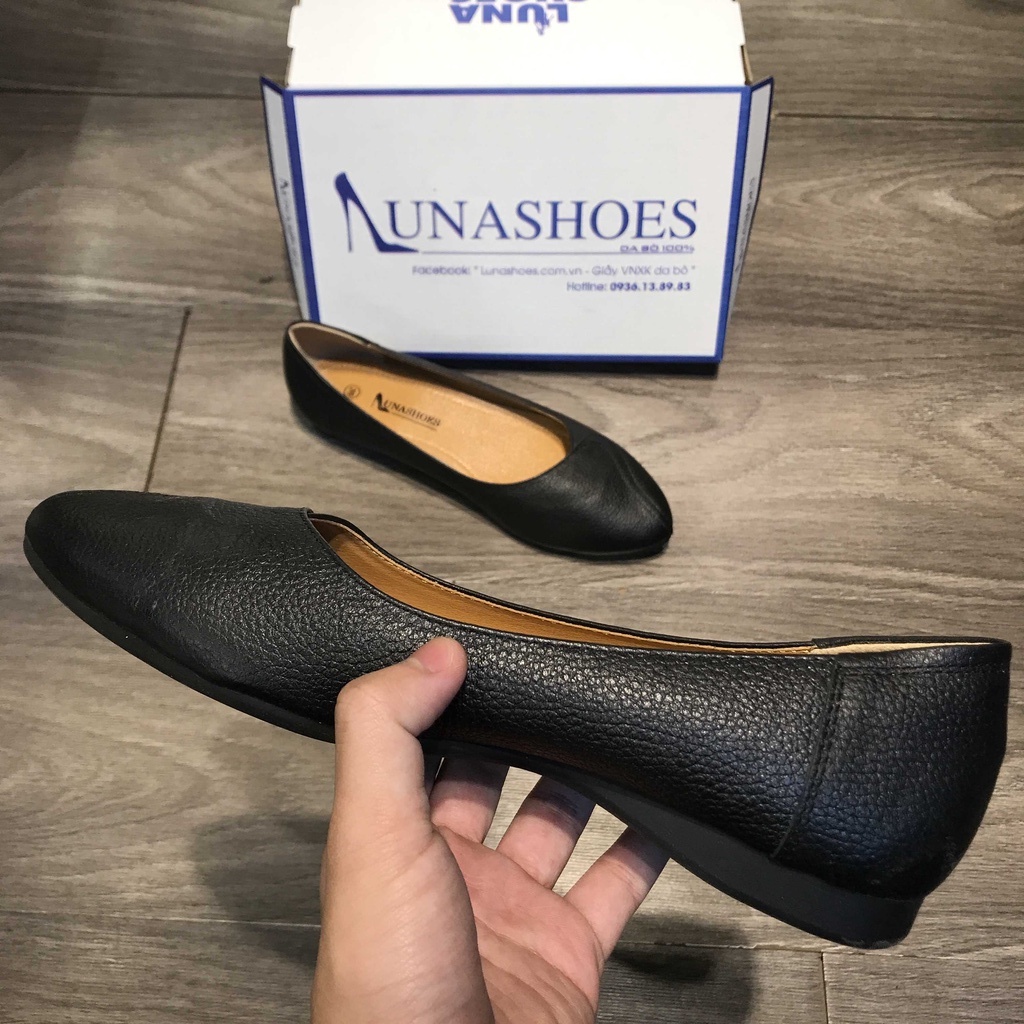 Giày bệt nữ mũi nhọn da bò LUNASHOES 1073 giầy cho mẹ cao cấp dễ đi kiểu Hàn quốc nhiều màu bảo hành 1 đổi 1