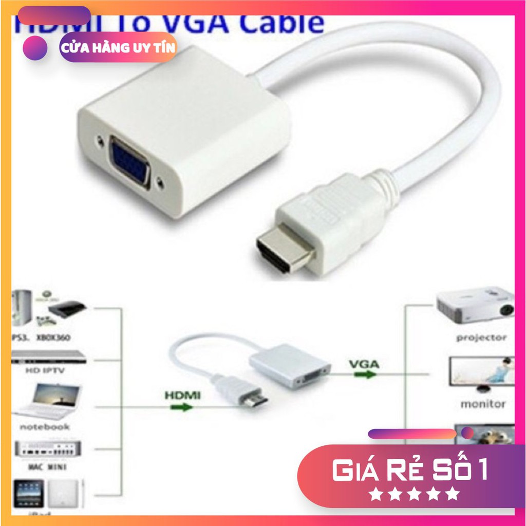 Cáp chuyển đổi HDMI-VGA cho Pc, Laptop