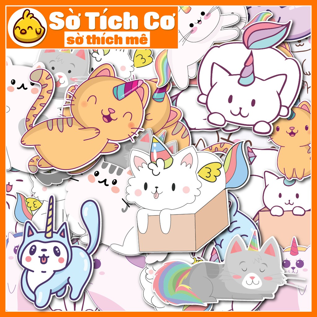 Cat Unicorn dán điện thoại, laptop, mũ bảo hiểm, guitar, vali MSP: A17