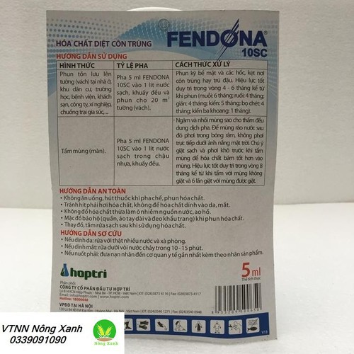 Chế phẩm trừ muỗi, côn trùng Fendona 10SC gói 5ml - Fendona 10SC gói 5ml