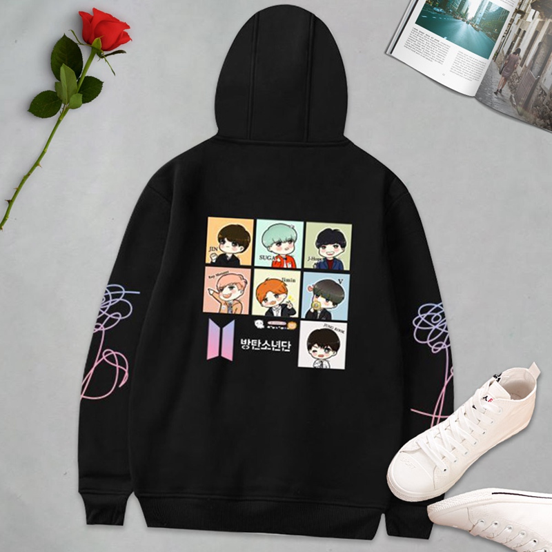 Áo Hoodie Tay Dài In Chữ Bts Love Yourself