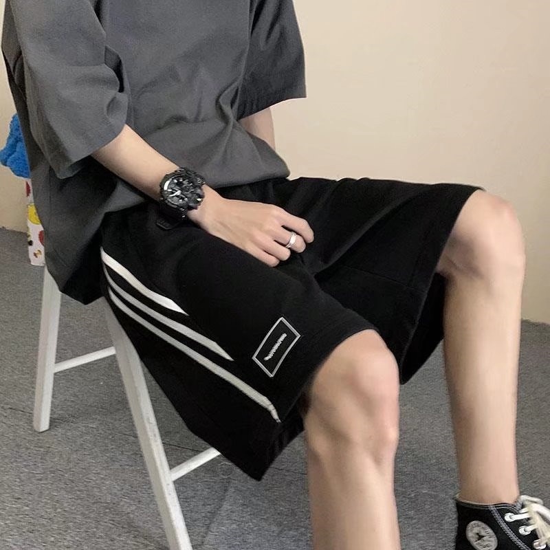 Quần Short Thể Thao Ống Rộng Phối Sọc Hai Bên Thời Trang Hàn Quốc Cho Nam [M-3XL]