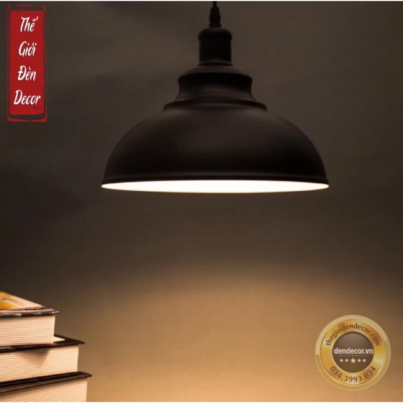 Đèn thả trần decor T061 Chao đèn thả trần phong cách Vintage 30cm đen , đèn trang trí quán cafe,quầy bar