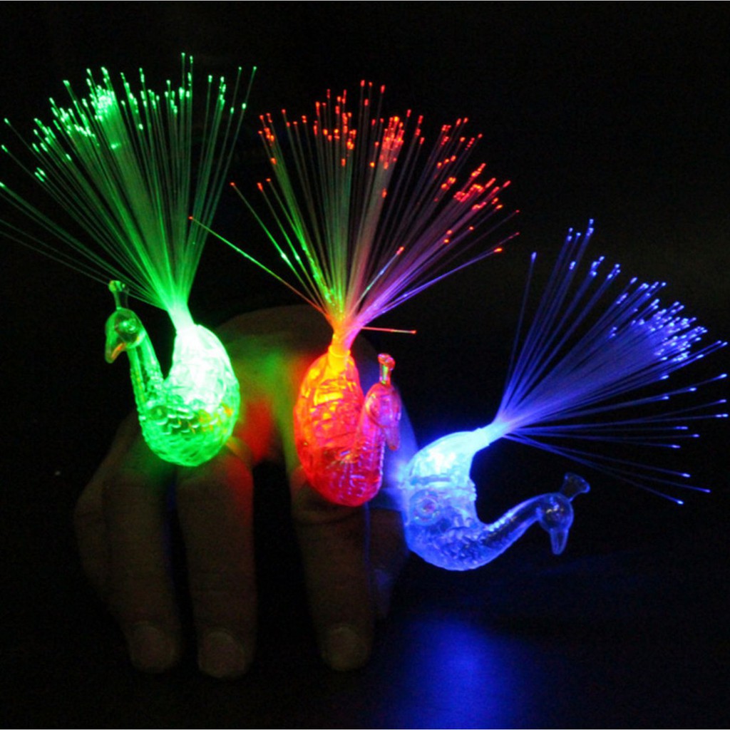 Đồ chơi trẻ em - Nhẫn con công đèn LED 7 màu tuyệt đẹp