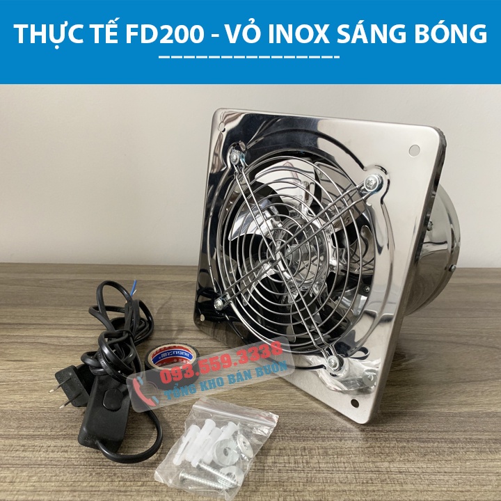 Quạt Thông Gió, Quạt Hút Mùi nhà Bếp, Nhà vệ Sinh FD200 Công Suất 80W - Lõi Đồng Cao Cấp