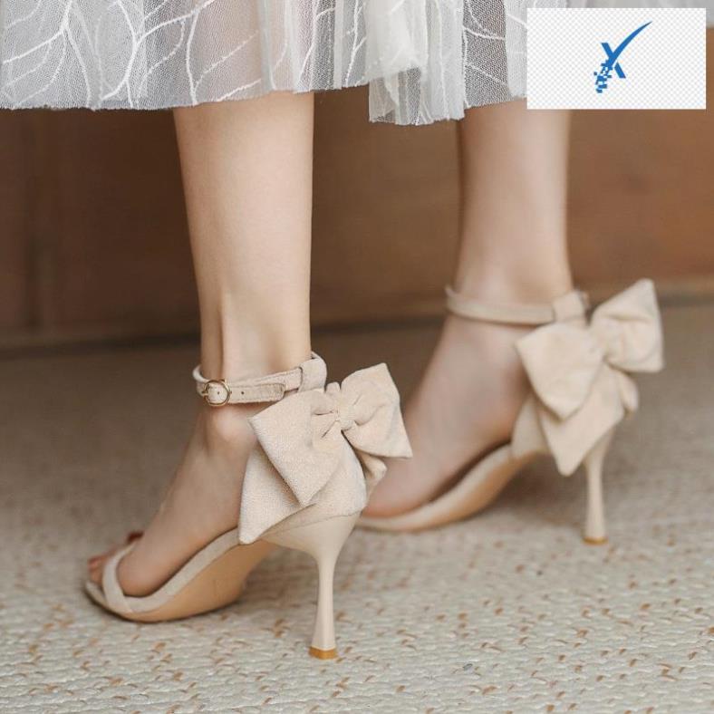 🖐️ Giày Sandal DILY Thời Trang Công Sở Gót Nhọn Đính Nơ 7cm_AA0259 🖐️
