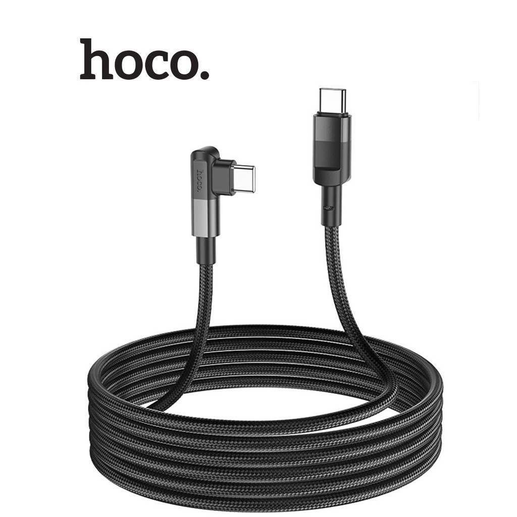Cáp sạc nhanh 100W Hoco U108 Type-C sang Type-C vải dù dài 2M thiết kế đầu sạc 90 độ
