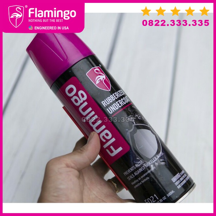 Sơn xịt phủ gầm xe hơi ô tô chống rỉ mọt bảo vệ gầm xe, flamingo rubberized undercoat F021 hàng chính hãng