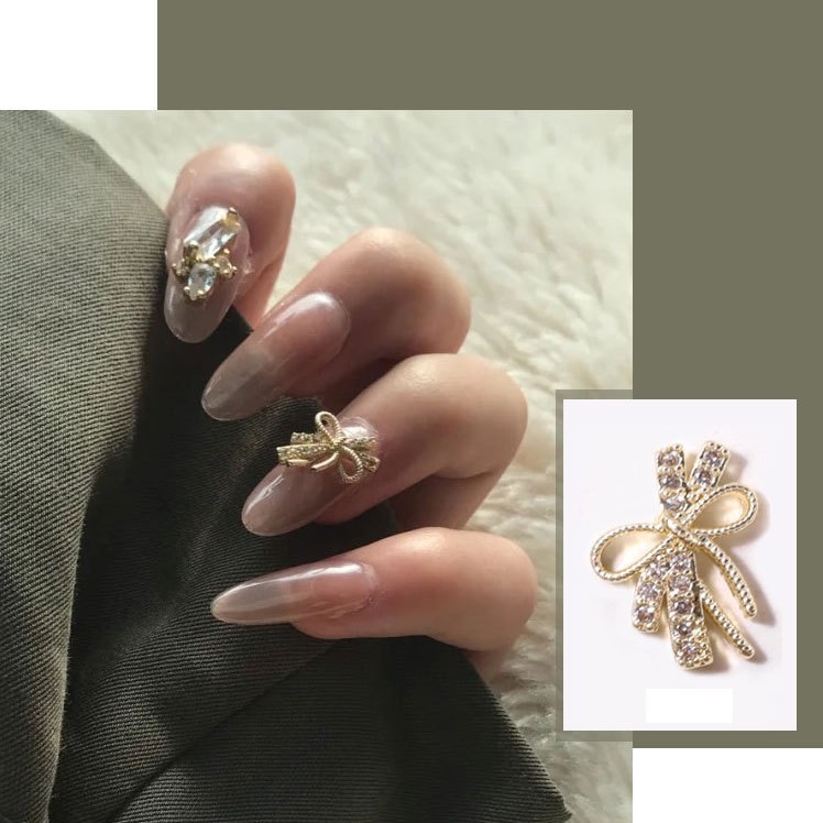 Charm nơ đá cao cấp đính móng tay, charm nơ quốc dân hàng loại 1
