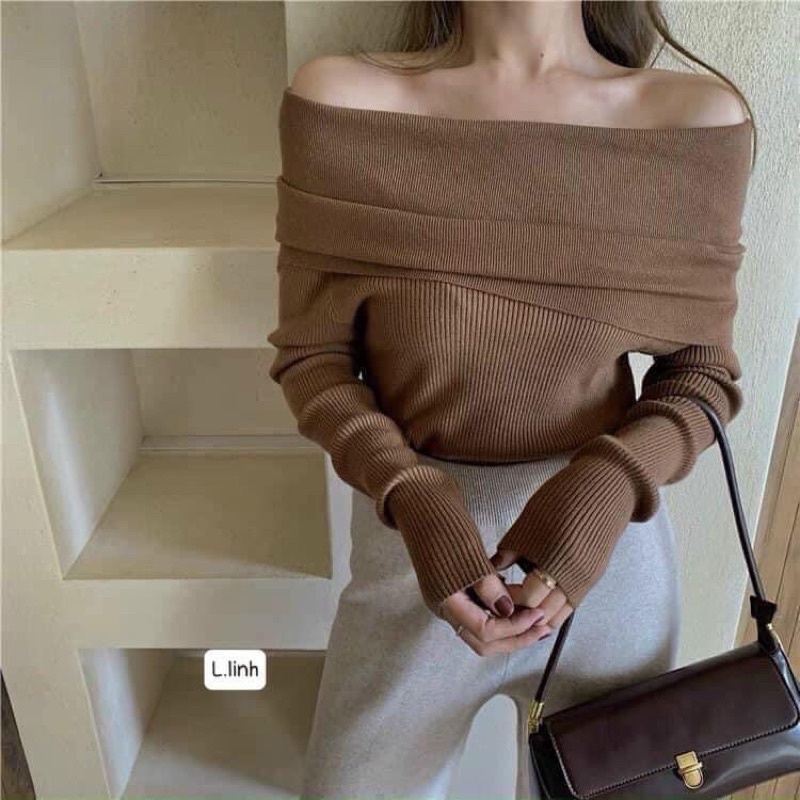 [BAO CHẤT] Áo len nữ trễ vai kiểu hàn quốc, áo len tăm cao cấp mỏng dài tay hàng loại 1 | BigBuy360 - bigbuy360.vn