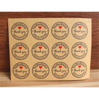 Sỉ 2.5k bìa 12 miếng dán sticker thank you handmade e4u