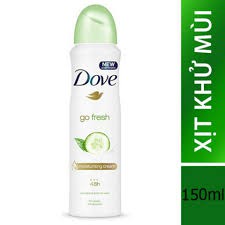 Xịt khử mùi Dove Go Fresh Dưa Leo và Trà Xanh mang một hương Thơm Thanh Mát suốt ngày dài năng Động