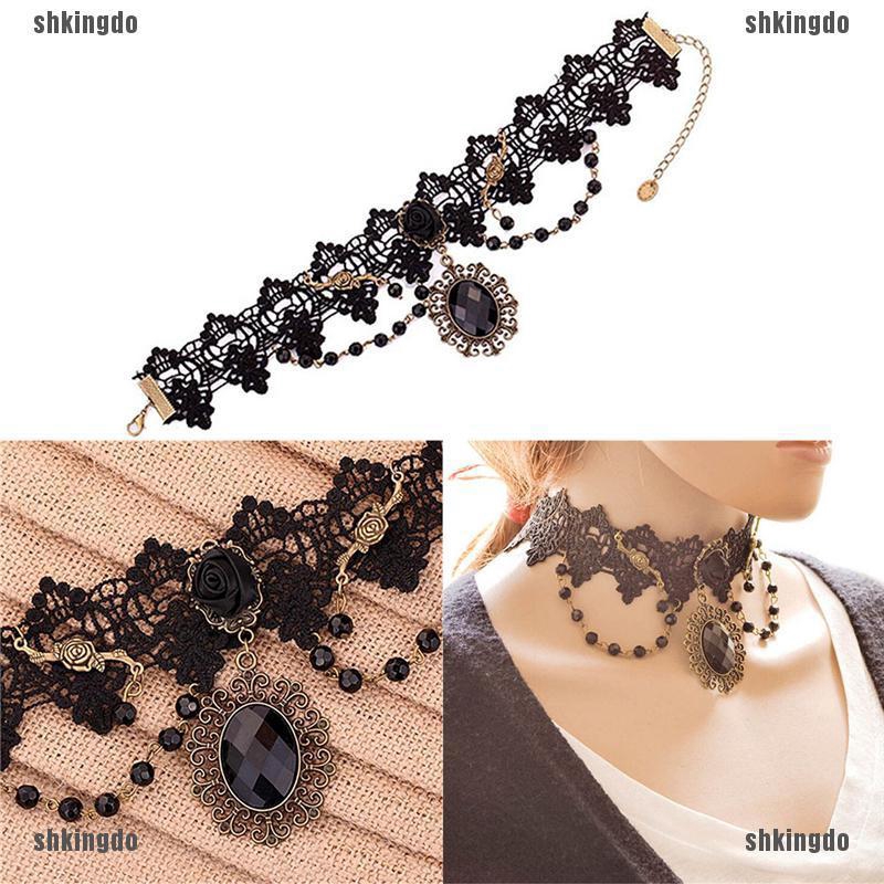 Vòng Cổ Choker Phối Ren Phong Cách Gothic