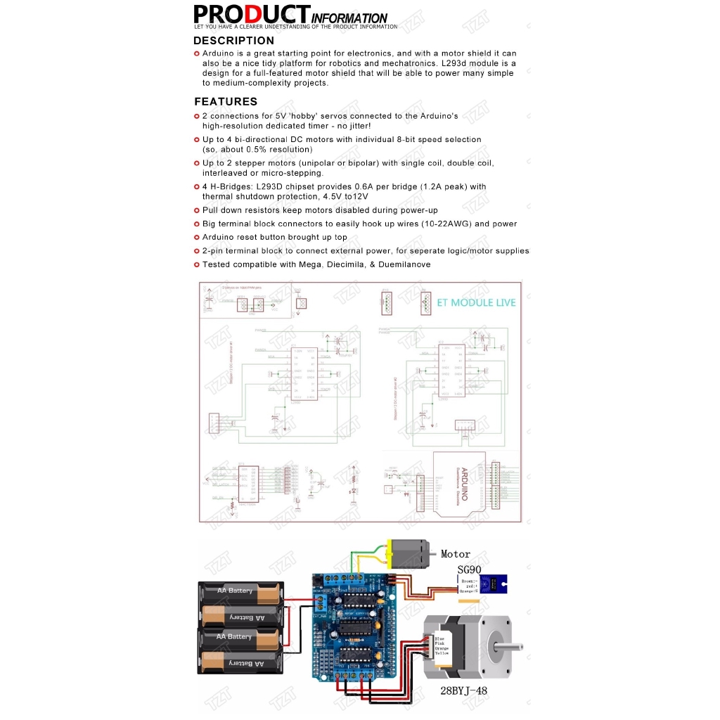 Mô-Đun Điều Khiển Động Cơ Arduino Duemilanove