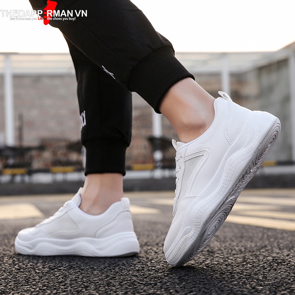 Giày sneaker nam thể thao THEDAPPERMAN CS02 chất liệu da, đế cao su nhiệt dẻo, êm chân, chống trơn trượt, màu trắng