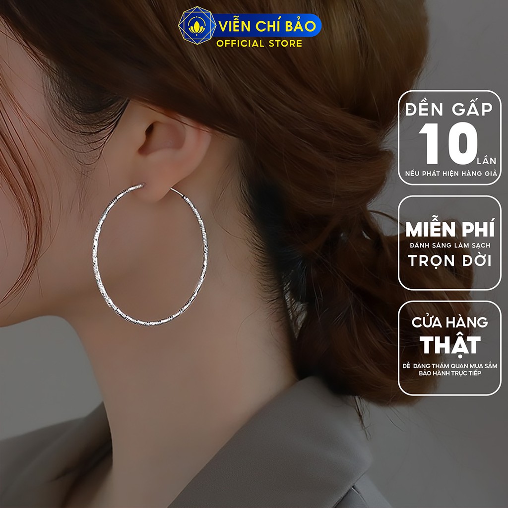 Bông tai bạc nữ Tròn Trơn cá tính 5cm trơn chất liệu bạc 925 thời trang phụ kiện trang sức nữ Viễn Chí Bảo B400364x