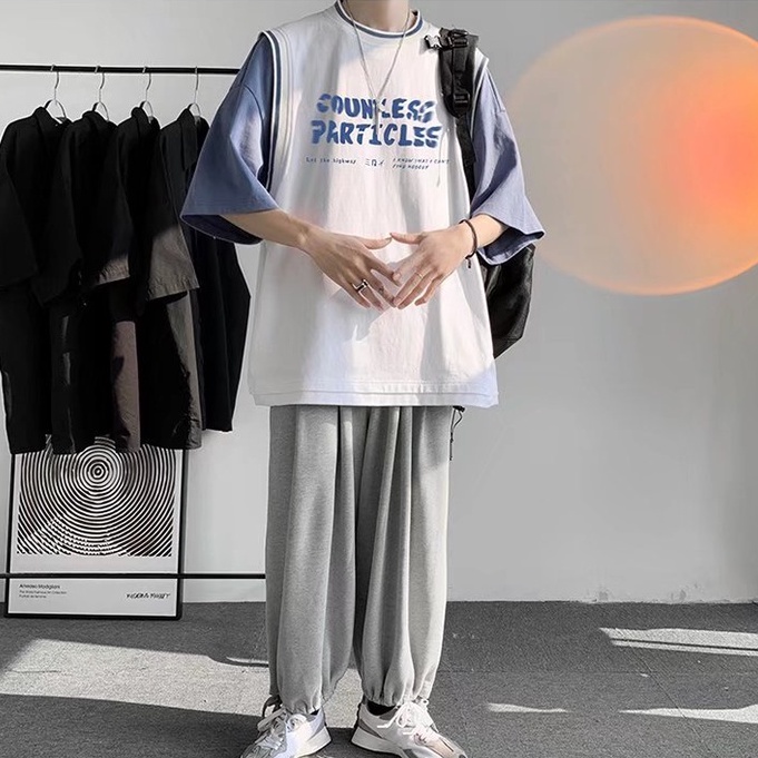【M-5XL】Áo Thun Nam Ngắn Tay In Chữ Phong Cách Hàn Quốc Thời Trang Cho Áo Phông Rộng Nữ Simple Bigsize Unisex T shirt
