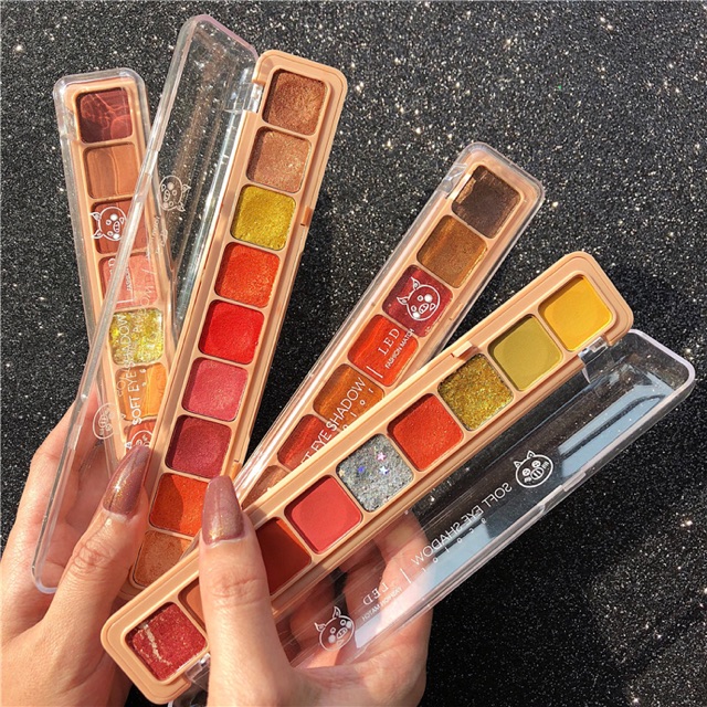 Bảng phấn mắt Soft eye shadow led dài 9 ô nhũ và lì