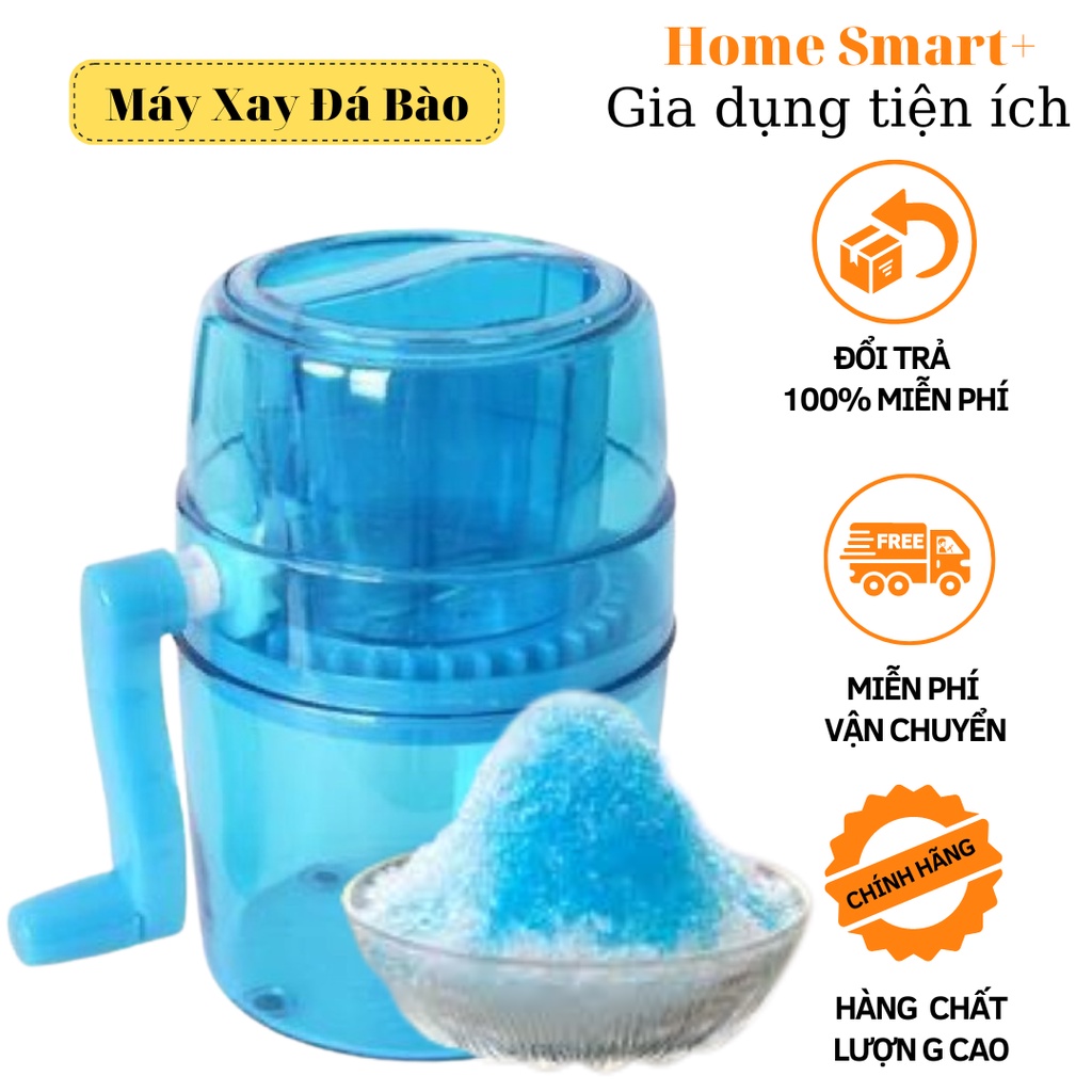 Máy xay đá bào mini, máy bào đá bằng tay 2 lưỡi màu xanh, bào đá tuyết cực mịn.