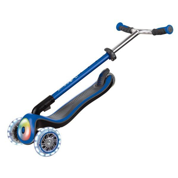 Xe trượt scooter 3 bánh gấp gọn có bánh xe và mặt trước phát sáng Globber Elite Prime cho trẻ em từ 3 đến 9 tuổi - Xanh