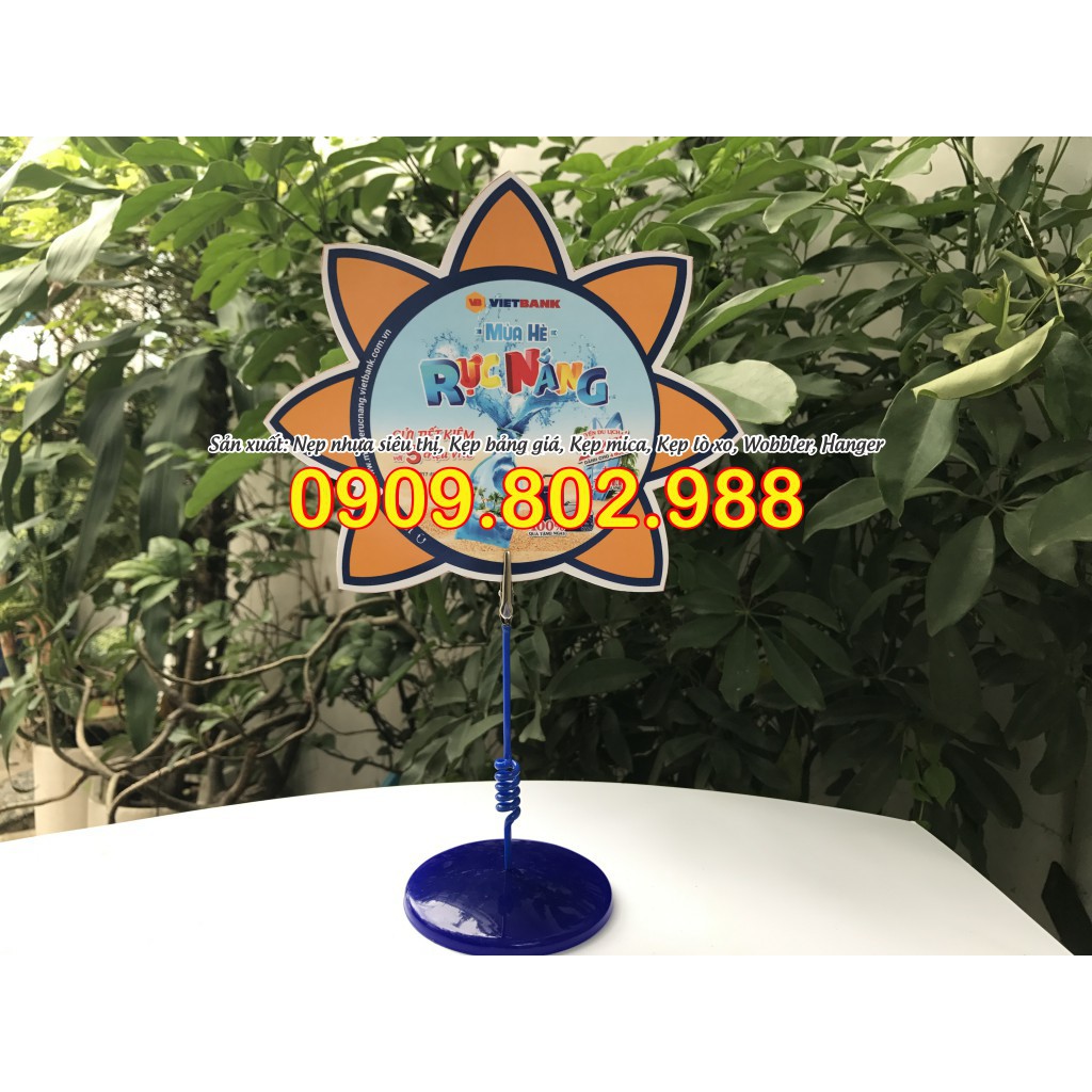 Wobbler đế nhựa để bàn, Chân đế nhựa để bàn, Wobbler để bàn, Wobbler quảng cáo,  Wobbler lò xo để bàn