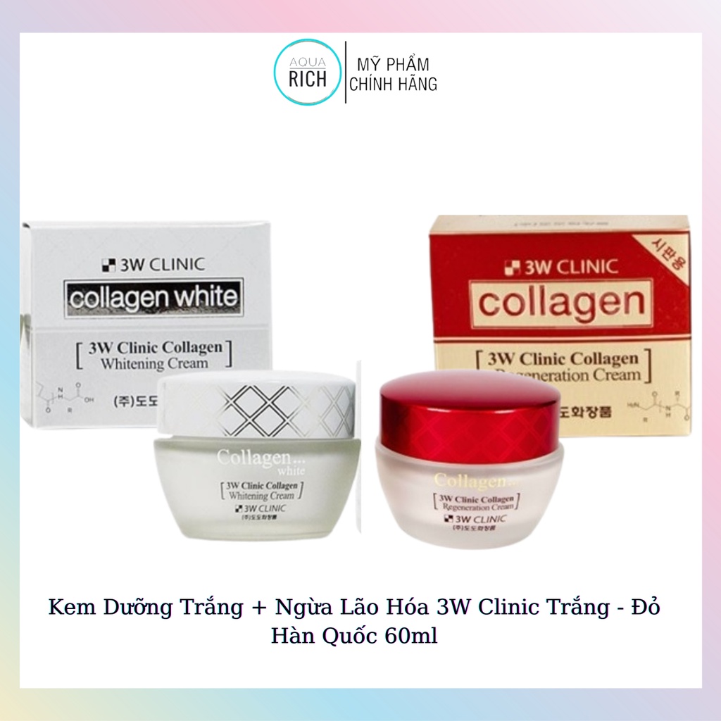 Kem Dưỡng Trắng + Ngừa Lão Hóa 3W Clinic Trắng - Đỏ Hàn Quốc 60ml