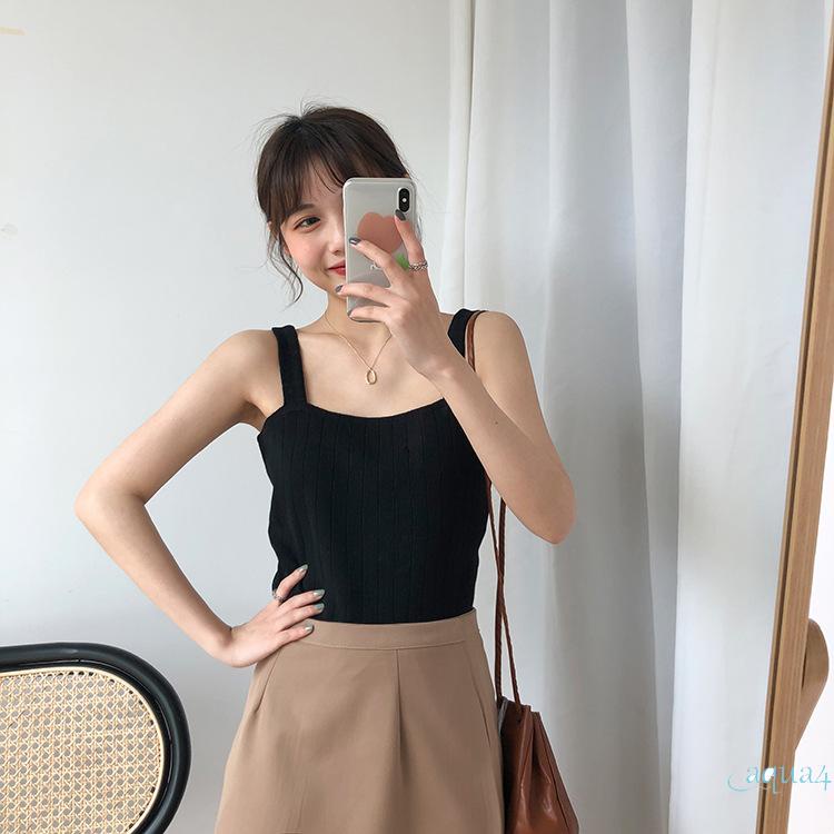 Áo Tank Top Không Tay Màu Trơn Thời Trang Cho Nữ